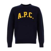 Midnight Blue Wool Sweater A.p.c. , Blue , Heren