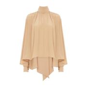 Zijden Beige Blouse met Lavallière Sjaal Chloé , Beige , Dames