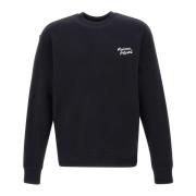 Zwarte Katoenen Sweatshirt met Logo Maison Kitsuné , Black , Heren