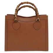 Pre-owned Leather handbags Gucci Vintage , Brown , Dames