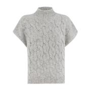 Elegante Gebreide Pullover met Hoge Kraag Le Tricot Perugia , Gray , D...