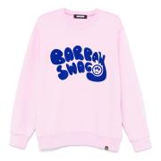 Velvet Print Crewneck Sweater Pink Barrow , Pink , Heren