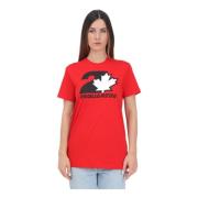 Rood Logo Print T-shirt voor Vrouwen Dsquared2 , Red , Dames