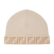 Omkeerbare Wol Kasjmier Junior Hoed Fendi , Beige , Heren