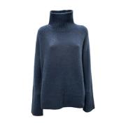 Kasjmier Zijde Pullover Hoge Hals LU REN , Blue , Dames