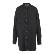 Satin Twill Shirt Regis CAM 8PM , Black , Dames