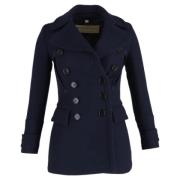 Pre-owned Wool outerwear Burberry Vintage , Blue , Dames