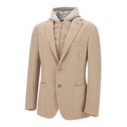 Wol Kasjmier Jas Zand Blazer Eleventy , Beige , Heren