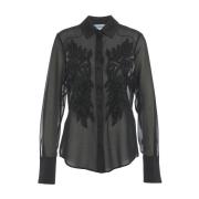 Georgette Blouse met Parelborduursel Blugirl , Black , Dames