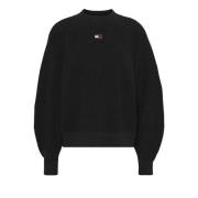 Badge Mockneck Trui - Zwart Tommy Hilfiger , Black , Dames