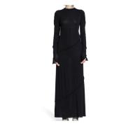 Zwarte Sheer Gebreide Jurk Mock Hals Thom Krom , Black , Dames