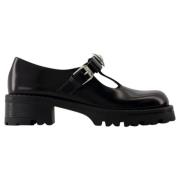 Leather flats Versace , Black , Dames