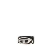 Zwarte Ovale Logo Riem Diesel , Black , Heren