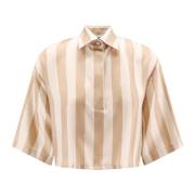 Zijden Pequin Crop Fit Shirt Fendi , Beige , Dames