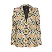 Bloemenpatroon Zijden Blazer Etro , Multicolor , Dames