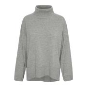 Grijze Melange High Neck Pullover Trui Soaked in Luxury , Gray , Dames