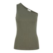 One Shoulder Top Forest Night Kaffe , Green , Dames