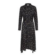 Polka Dot Kaoline Jurk Kaffe , Black , Dames