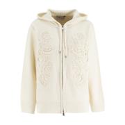 Bloemen Geborduurde Rits Hoodie Sweatshirt Ermanno Scervino , White , ...