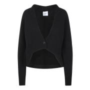 Geribbelde Mini Cardigan Gebreid Nude , Black , Dames