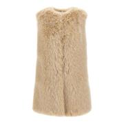 Faux Fur Vest Sand Extra Zacht Herno , Beige , Dames