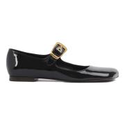 Zwarte platte schoenen met oversized gouden gesp Chloé , Black , Dames