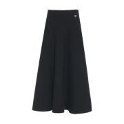 Gebreide Midi Rok met Logodetails Liu Jo , Black , Dames