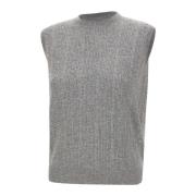 Gestructureerde V-hals Sweater Fabiana Filippi , Gray , Dames