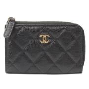 Pre-owned Leather wallets Chanel Vintage , Black , Dames