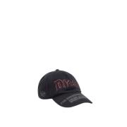 Zwarte Geborduurde Pet met Rood Logo Diesel , Black , Unisex