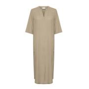 Chinchilla Kaftan Jurk V-Hals Kaffe , Beige , Dames