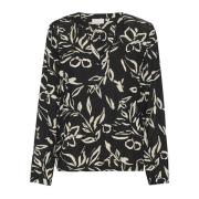 Abstract Geschilderde Bloes Top Kaffe , Black , Dames