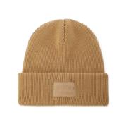 Merino Wol Gebreide Beanie Muts Iceberg , Beige , Heren