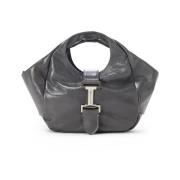 Elegante Leren Handtas met Monogram Iceberg , Gray , Dames