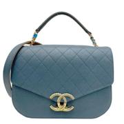 Pre-owned Leather chanel-bags Chanel Vintage , Blue , Dames