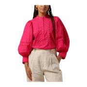 Fuchsia Broderie Blouse Antik Batik , Pink , Dames