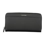 Damesportemonnee Zwart Rfid Rits Logo Calvin Klein , Black , Dames