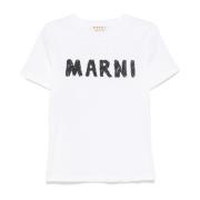 Witte Crayon Logo T-Shirt Marni , White , Dames