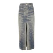 Jacquard Denim Rok Darkpark , Blue , Dames