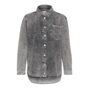 Boxy Shirt Medium Grey Retro Wash My Essential Wardrobe , Gray , Dames