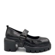 Zwarte Leren Hagedisprint Gesloten Schoen Jeannot , Black , Dames