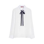 Zijden blouse met strik Max Mara Studio , White , Dames