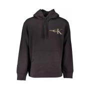 Zwarte Katoenen Hoodie met Logo Calvin Klein , Black , Heren