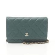 Pre-owned Leather chanel-bags Chanel Vintage , Green , Dames