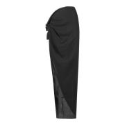 Zwarte Asymmetrische Gedrapeerde Rok Rick Owens , Black , Dames