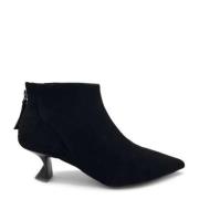 Suede Zip Back Leather Effect Heels Jeannot , Black , Dames