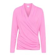 Wrap Blouse Fuchsia Roze Gedrapeerd V-Hals Saint Tropez , Pink , Dames