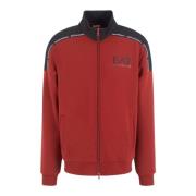 Bordeaux Sweater Zip Logo Collection Emporio Armani EA7 , Red , Heren