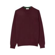 Merino Wol Ronde Hals Pullover Lacoste , Red , Heren