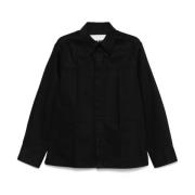 Zwarte Denim Overhemd Klassieke Kraag Jil Sander , Black , Heren